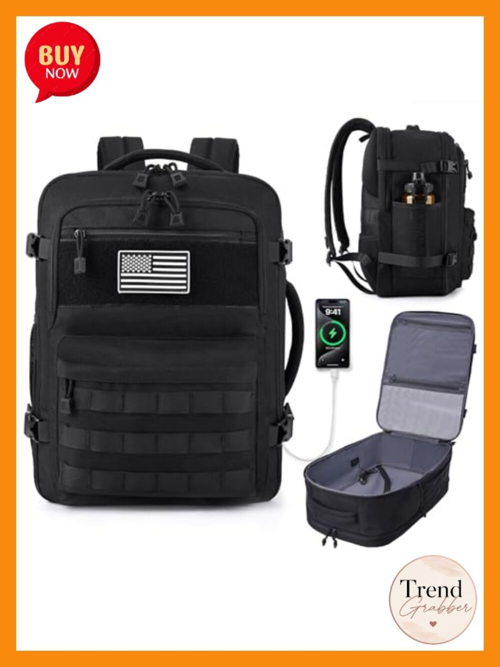 Tactical Travel Backpack with Laptop Compartment, Carry-On Luggage for Men,